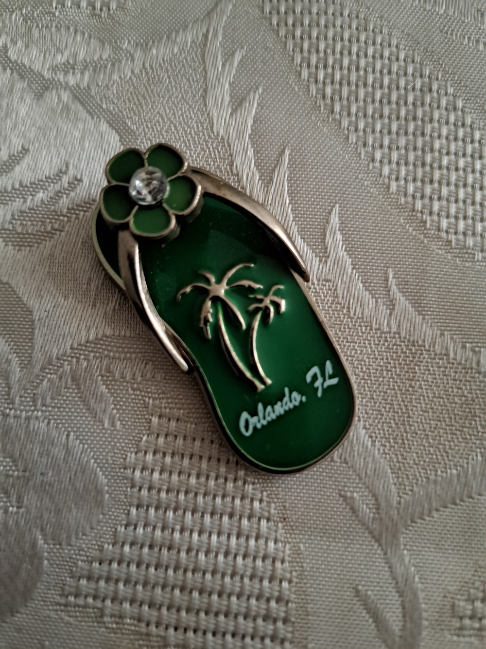 Green Orlando Flip-Flop Decorative Magnet with Palm Design